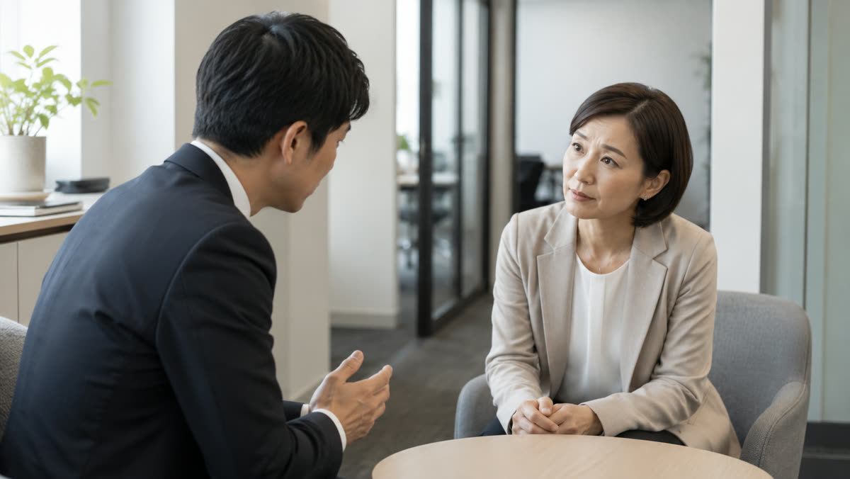 人事担当者が社員の話を聴いている様子